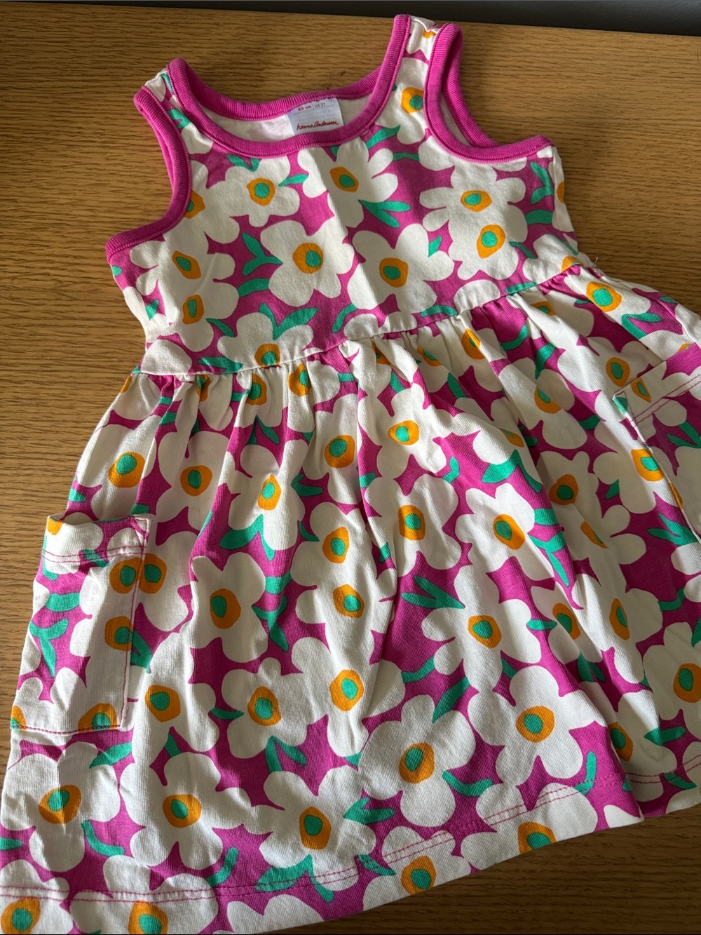 Hanna Andersson Pink White Green Floral Tank Dress
